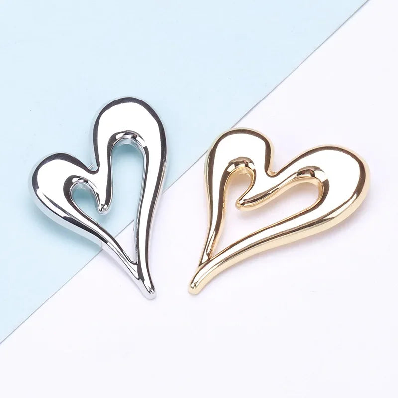 Italic Hollow Heart Earrings - Stainless Steel