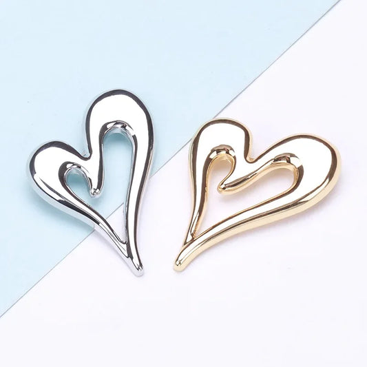 Italic Hollow Heart Earrings - Stainless Steel