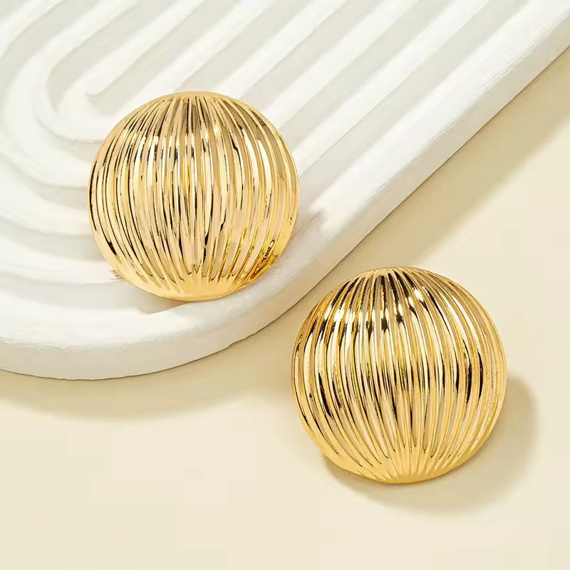 Shell Cover Lines Earrings - Stainless Steel