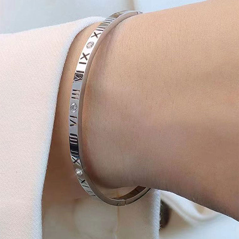 Roman Stone Handcuff - Stainless Steel