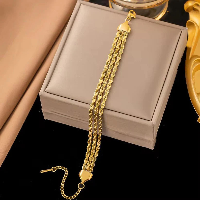 Triple Layer Rope Chain Bracelet - Stainless Steel