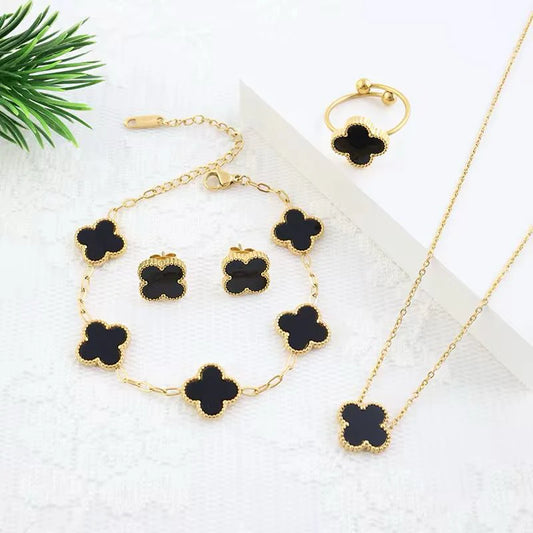Complete Set Clover (Chain Bracelet + Necklace + Ring + Tops)