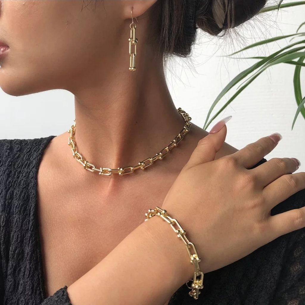 Paper Clip Set (Necklace + Bracelet)