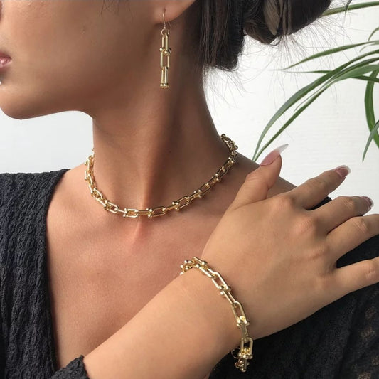 Paper Clip Set (Necklace + Bracelet)