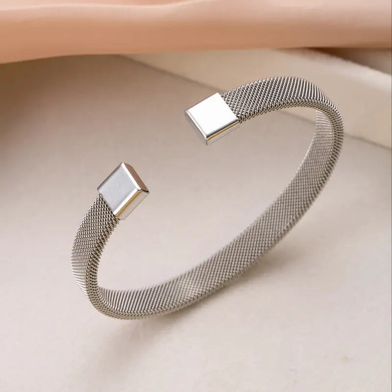 Mesh Cuff Bracelet - Stainless Steel