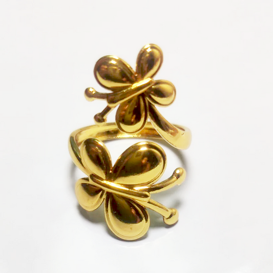 Double butterfly Ring - Adjustable Ring