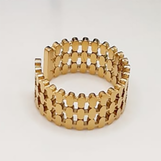 Coin Pattern Link Ring - Stainless Steel