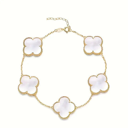 4 Leaf White Clover Bracelet - Stainless Steel