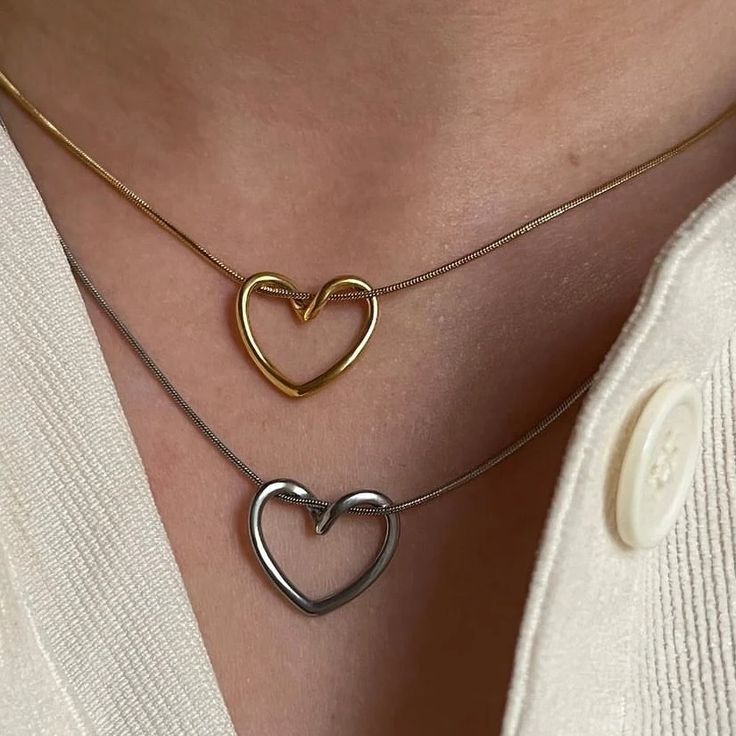 Hollow Heart Necklace - Stainless Steel