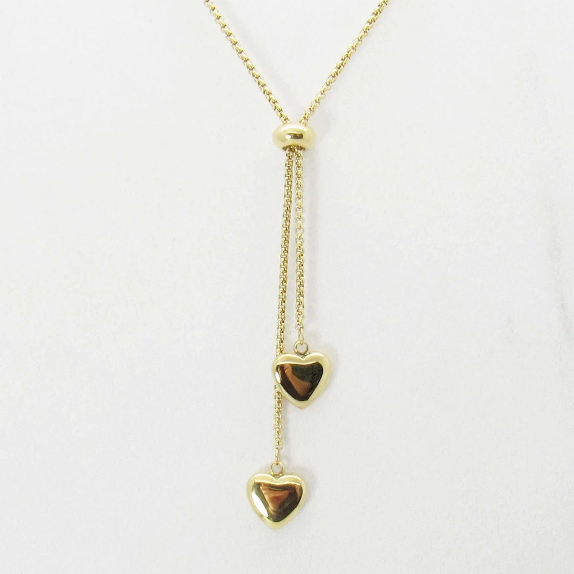 Twin Heart Love Necklace - Stainless Steel