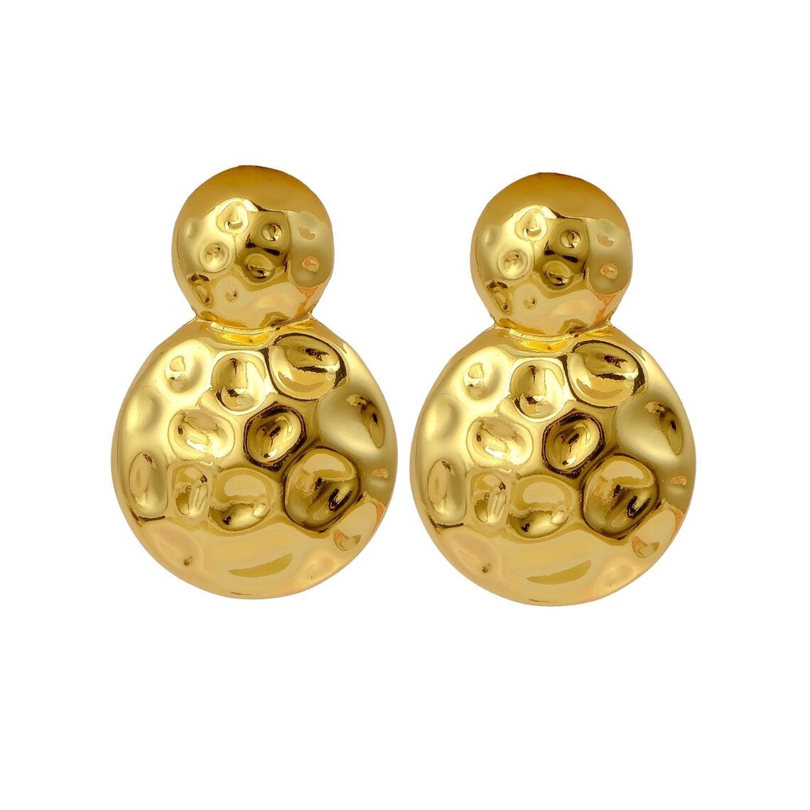 Hammered Half-Sphere Stud Earrings - Stainless Steel
