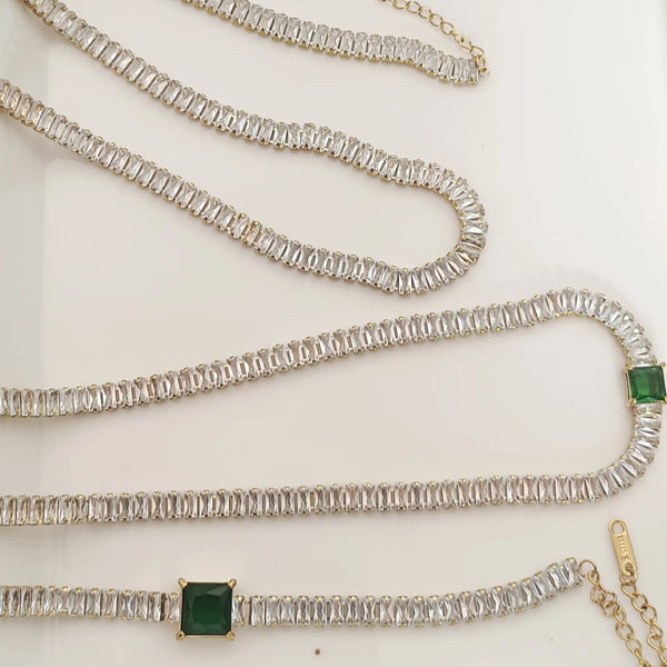 Set Emerald Tennis (Bracelet + Necklace)