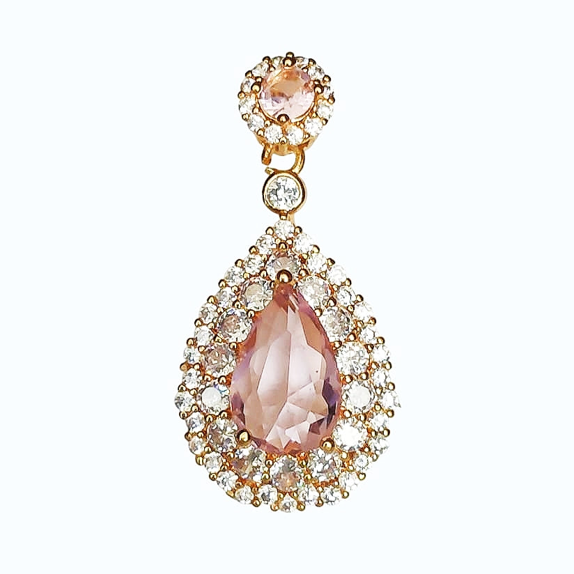 Pink Studied Dew Drop Earrings