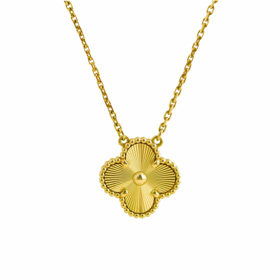 Golden Four Leaf Clover Necklace - Stainless Steel