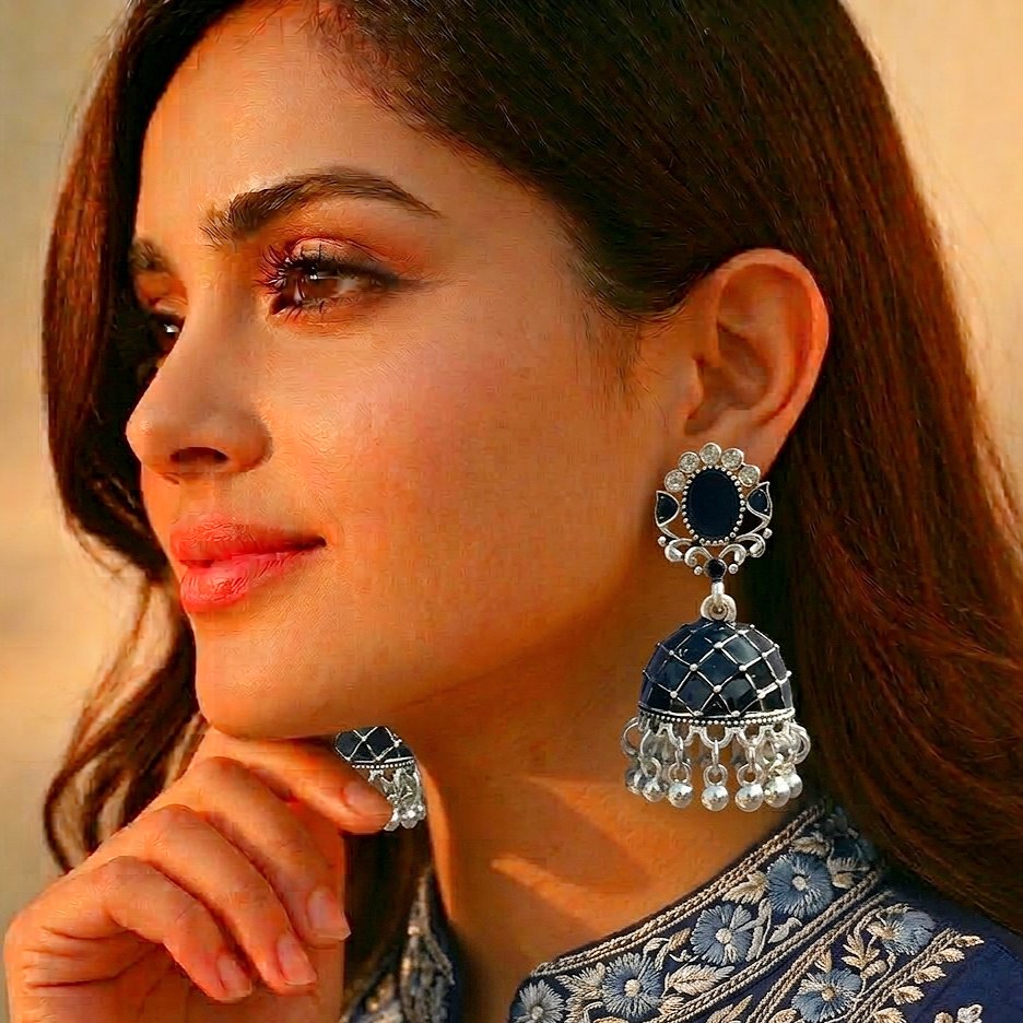Black Meenakari Jhumka - China Imported