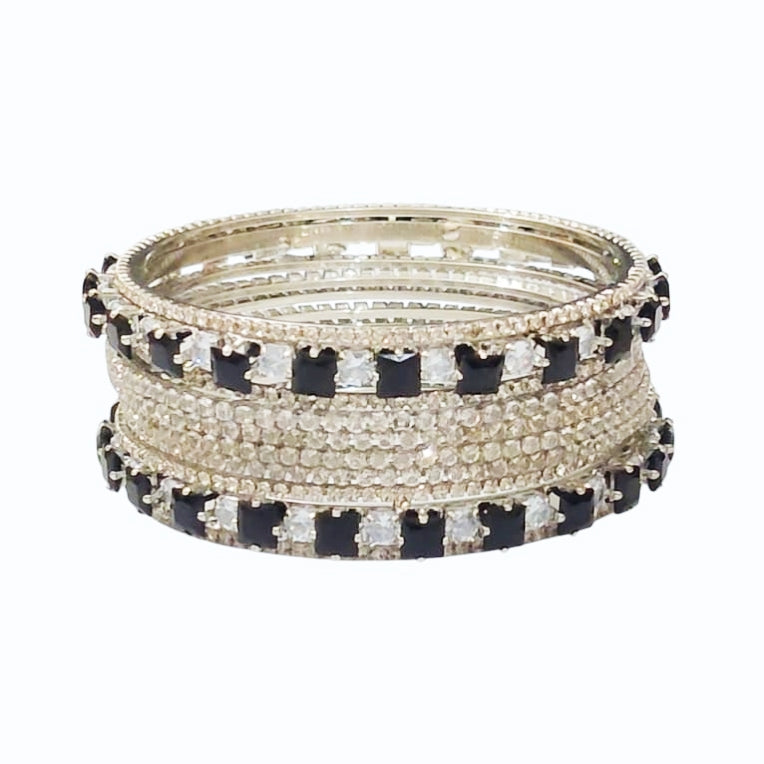 Black Rectangle Bangle Set - Premium Quality China Gold
