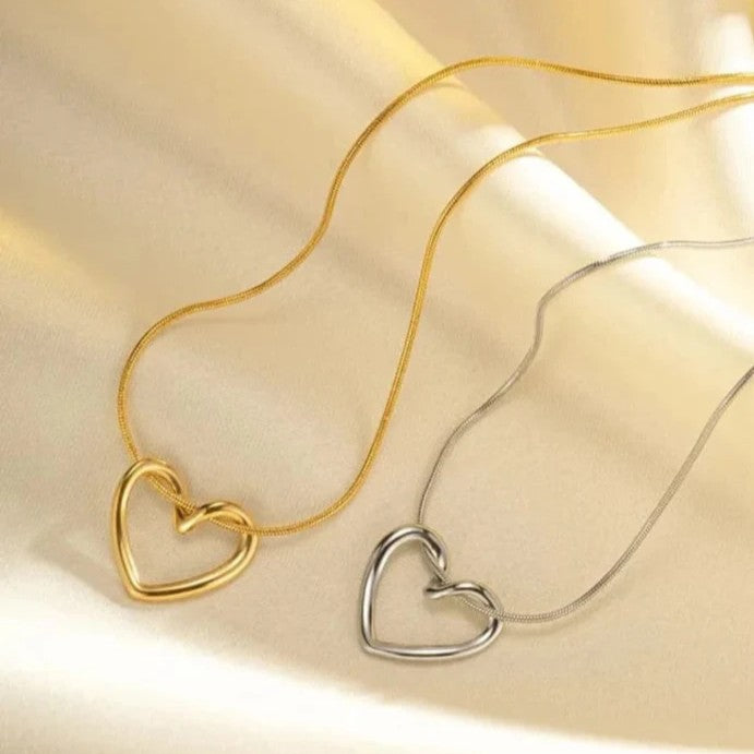 Hollow Heart Necklace - Stainless Steel