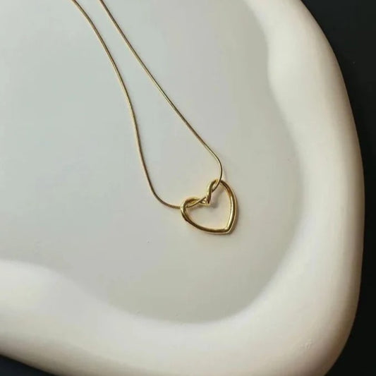 Hollow Heart Necklace - Stainless Steel