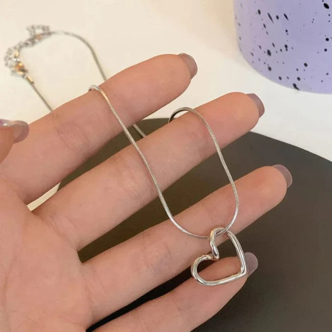 Hollow Heart Necklace - Stainless Steel