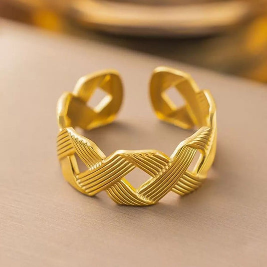 Cross Pattern Ring - Stainless Steel