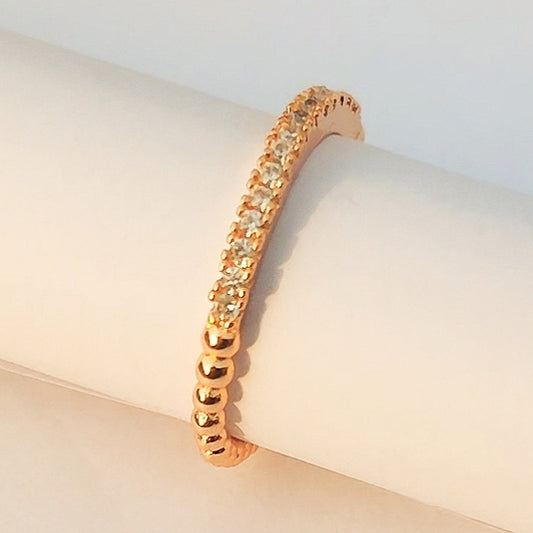 Slim Beads Stud Adjustable Ring - China Gold