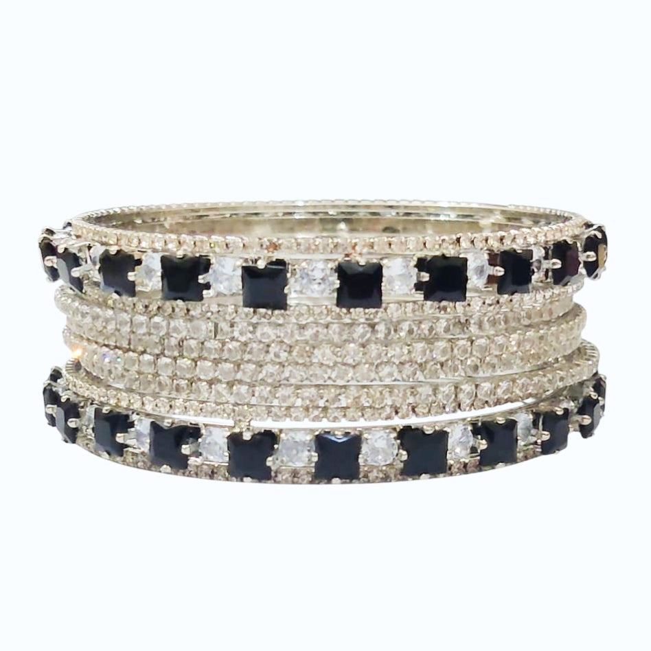 Black Rectangle Bangle Set - Premium Quality China Gold