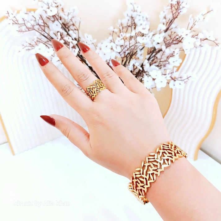 Leafy Luxe Pattern (Bracelet + Ring)