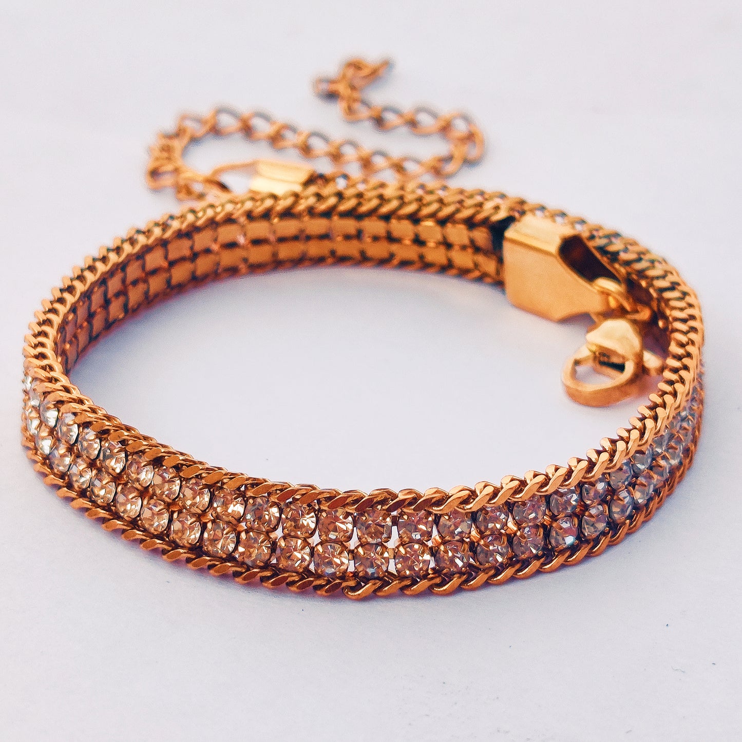 Double Row Stud Luster Bracelet - Stainless Steel