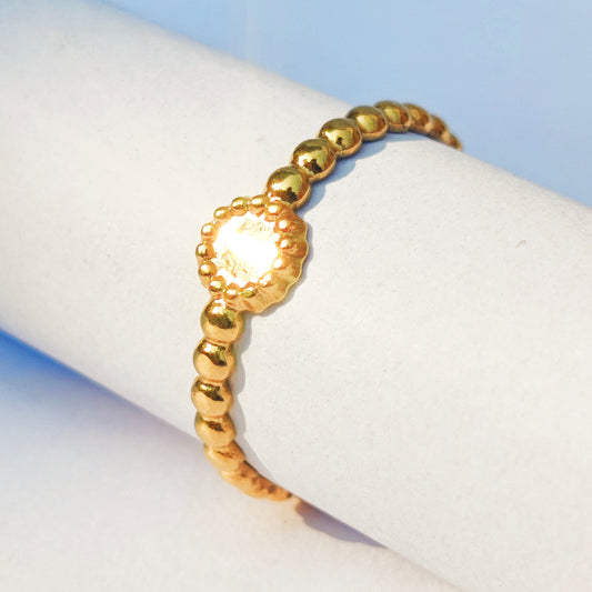 Mirror Beads Adjustable Ring - Stainless Steel