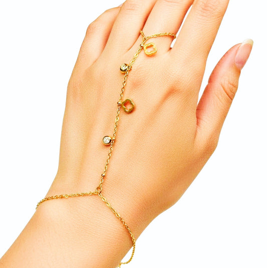 Empty Star Hand Chain Bracelet - Stainless Steel