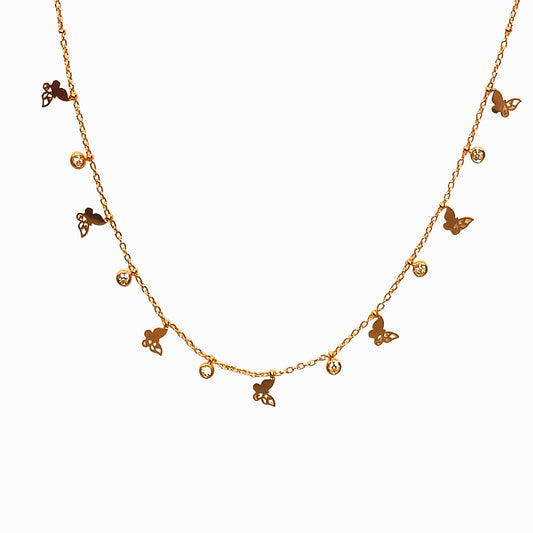 Butterfly Diamond Necklace - Stainless Steel