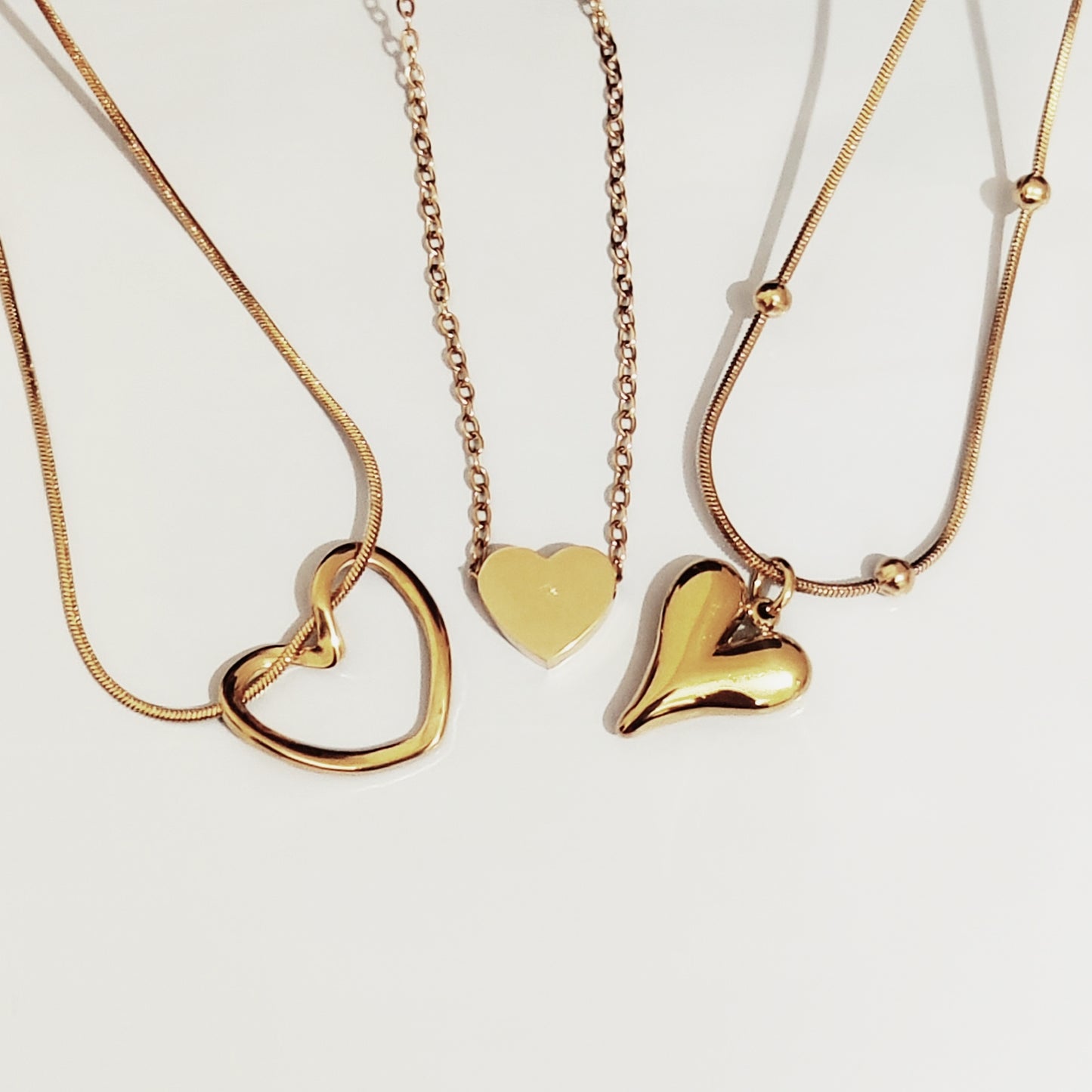 3 Heart Necklaces (Hollow + Mini + Arrow)