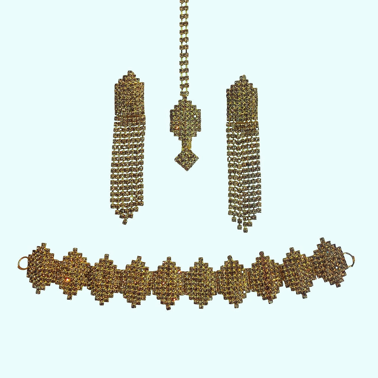 Party Wear Set (Necklace + Earrings + Head Ornament) - Cultural Handmade
