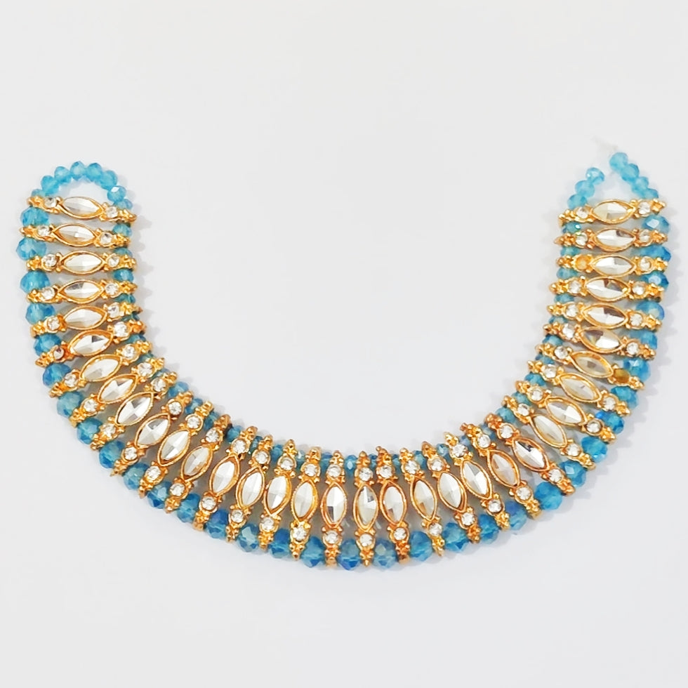 Sky Blue Tillak Polki Necklace - China Gold