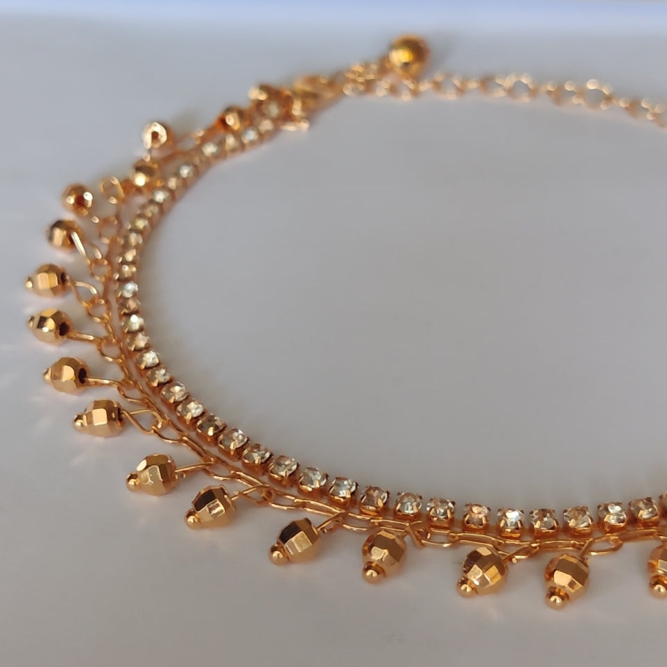 Stud Hexa Beads Anklet - China Gold