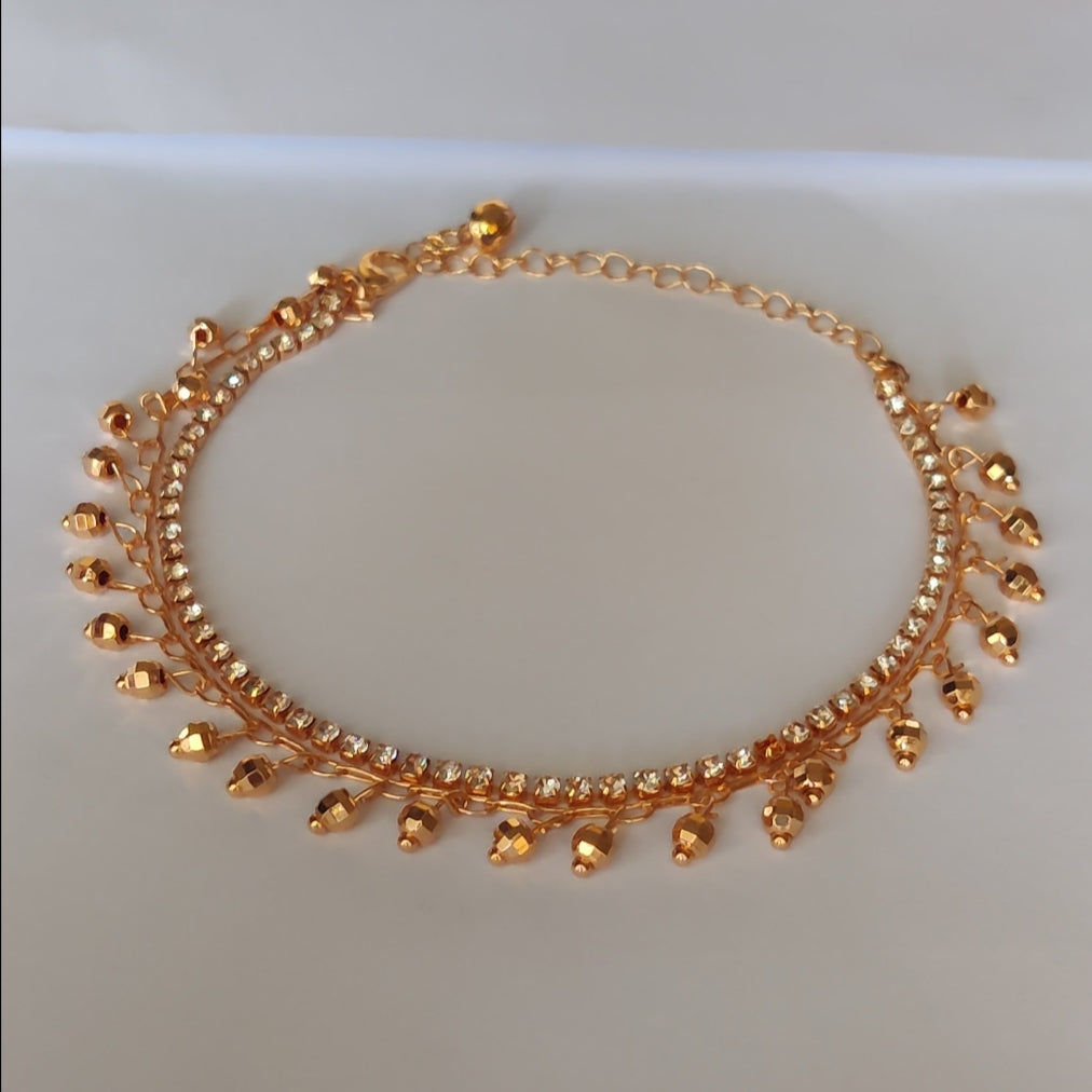 Stud Hexa Beads Anklet - China Gold