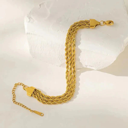 Triple Layer Rope Chain Bracelet - Stainless Steel