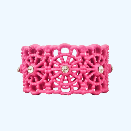 Pink Flower Pattern Ring - China Gold