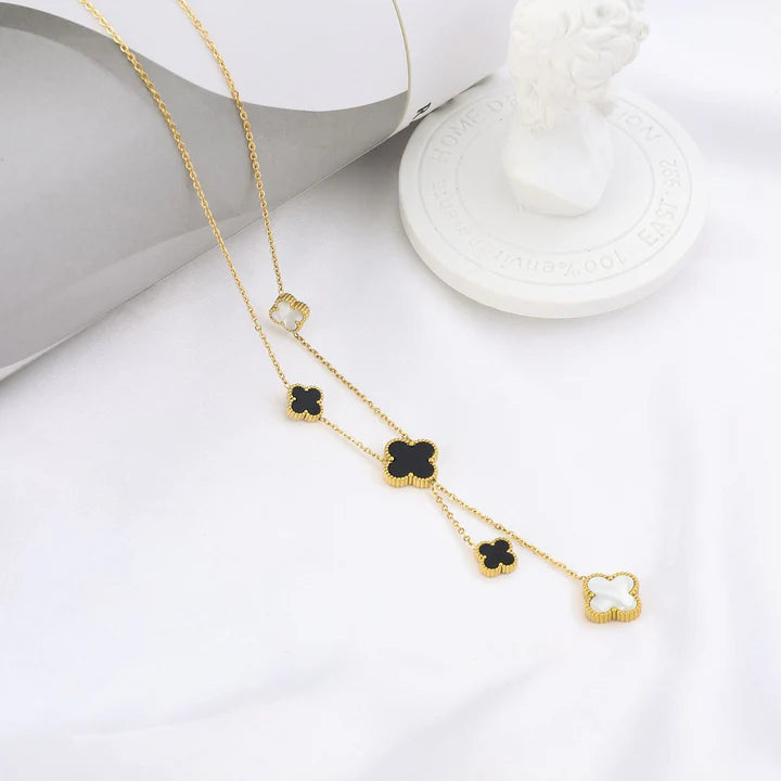 Clover Tassel Necklace - Stainless Steel