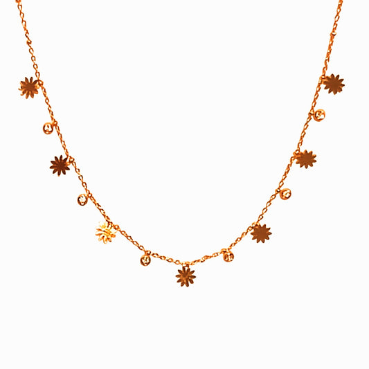 Sunflower Diamond Necklace - Stainless Steel
