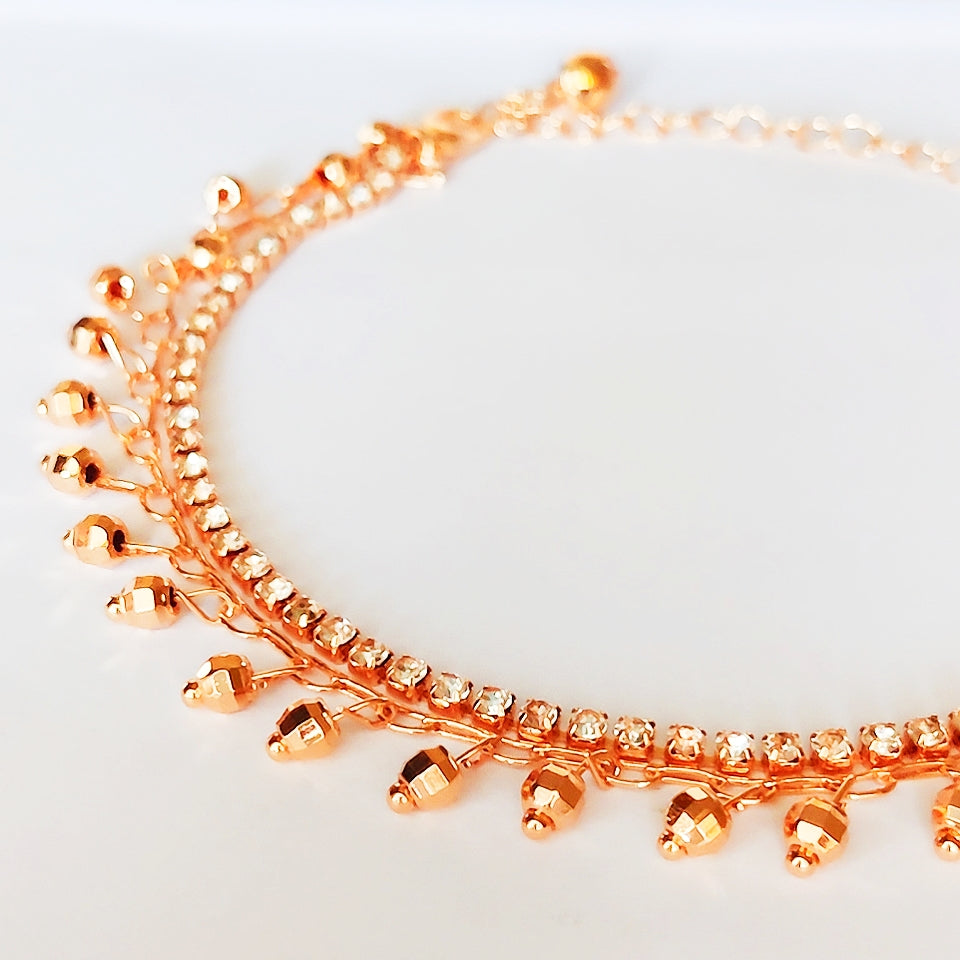 Stud Hexa Beads Anklet - China Gold