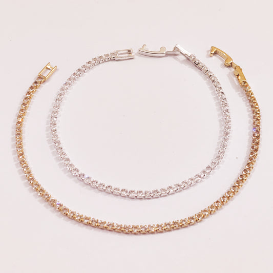 Slim Tennis Bracelets (Golden + Silver) - China Gold