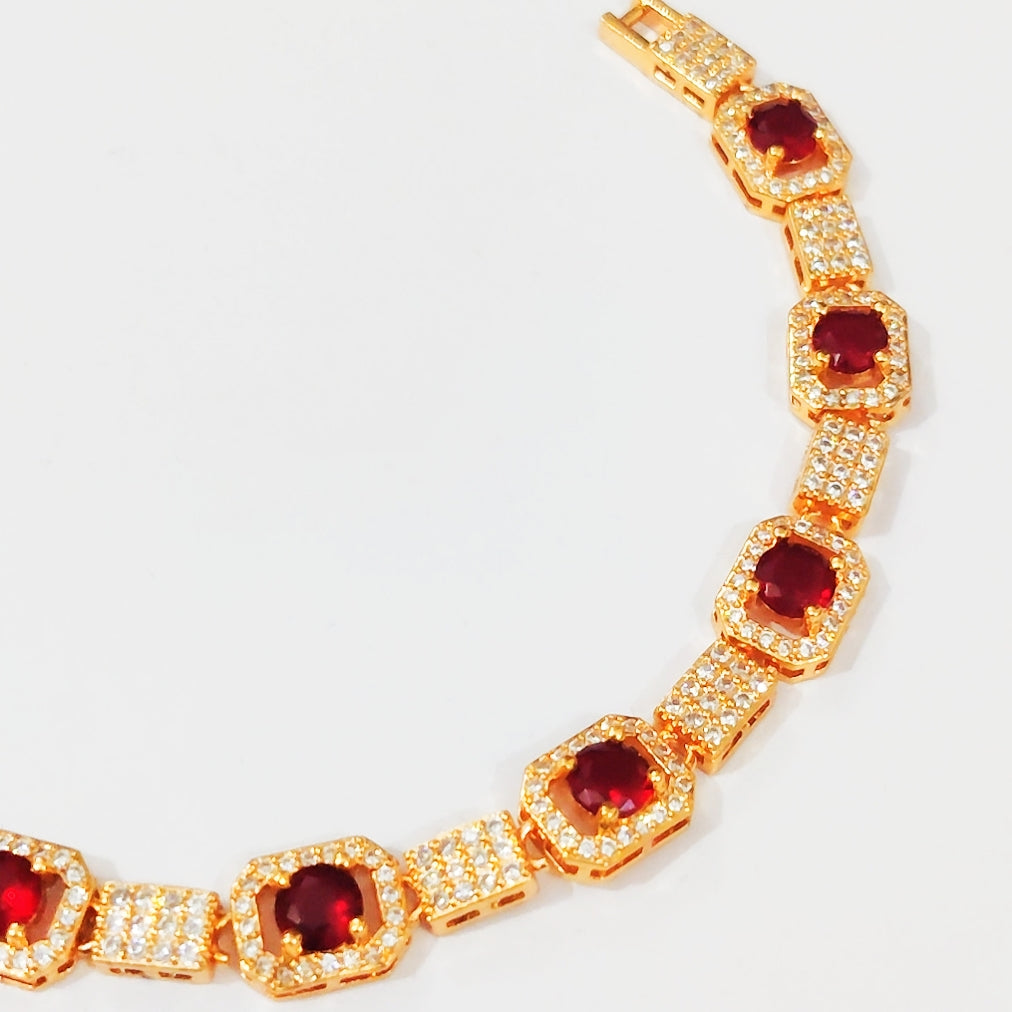 Garnet Red Gold Zircon Bracelet - Premium Quality China Gold