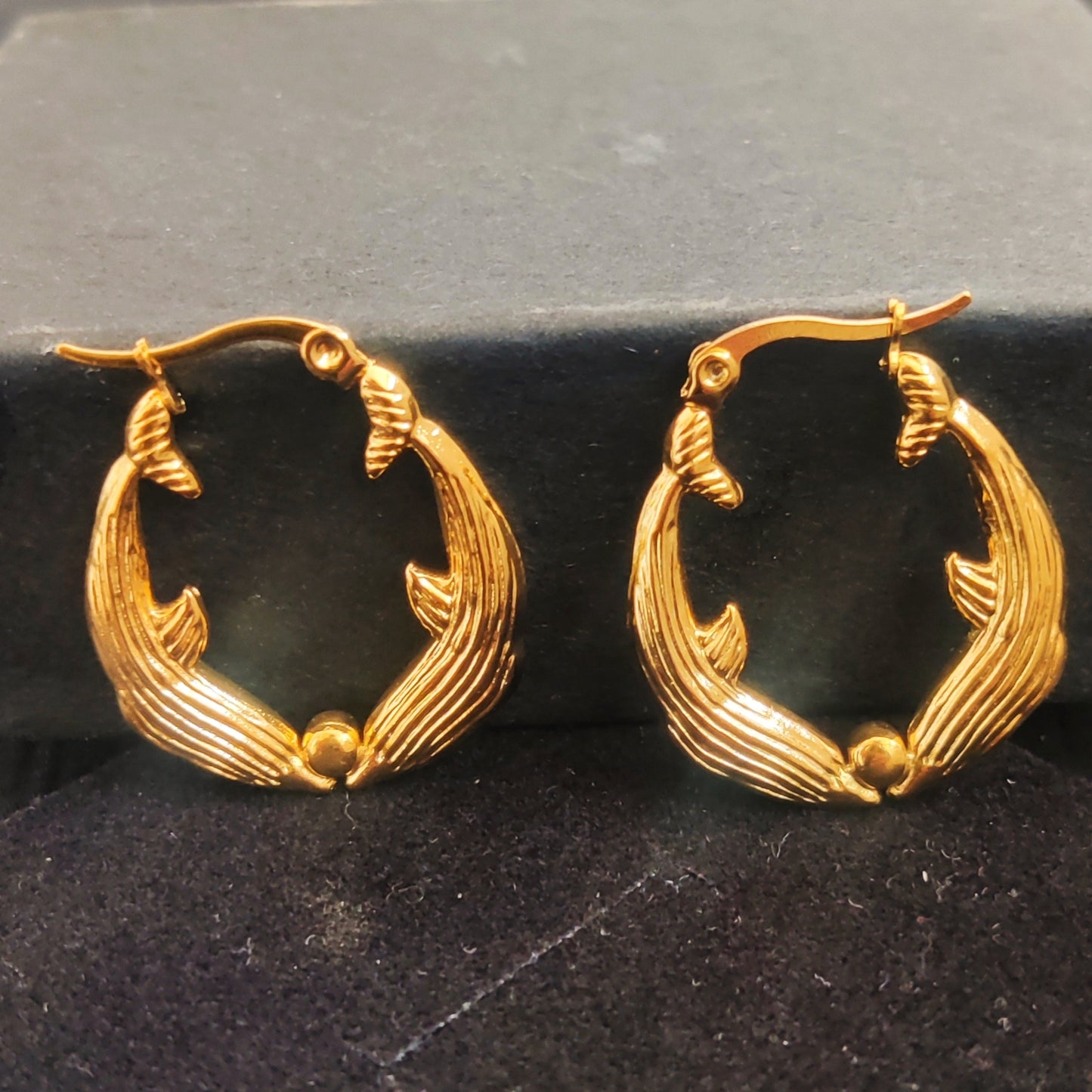 Twin Dolphin Earrings - Stainless Steel