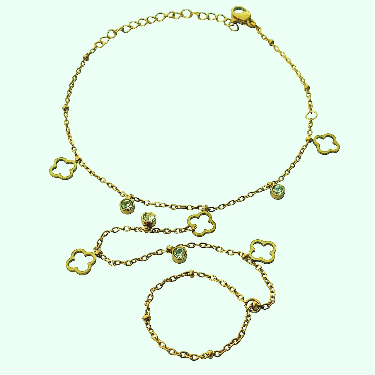 Hollow Star Crystal Hand Chain Bracelet - Stainless Steel