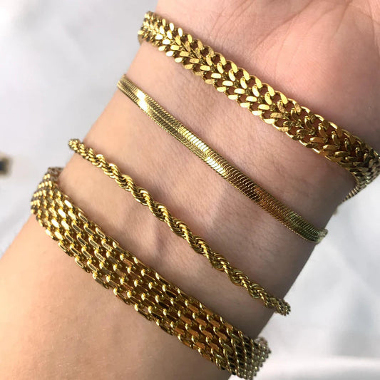 4 Bracelets (Rowena + Milas + Snake + Curb)