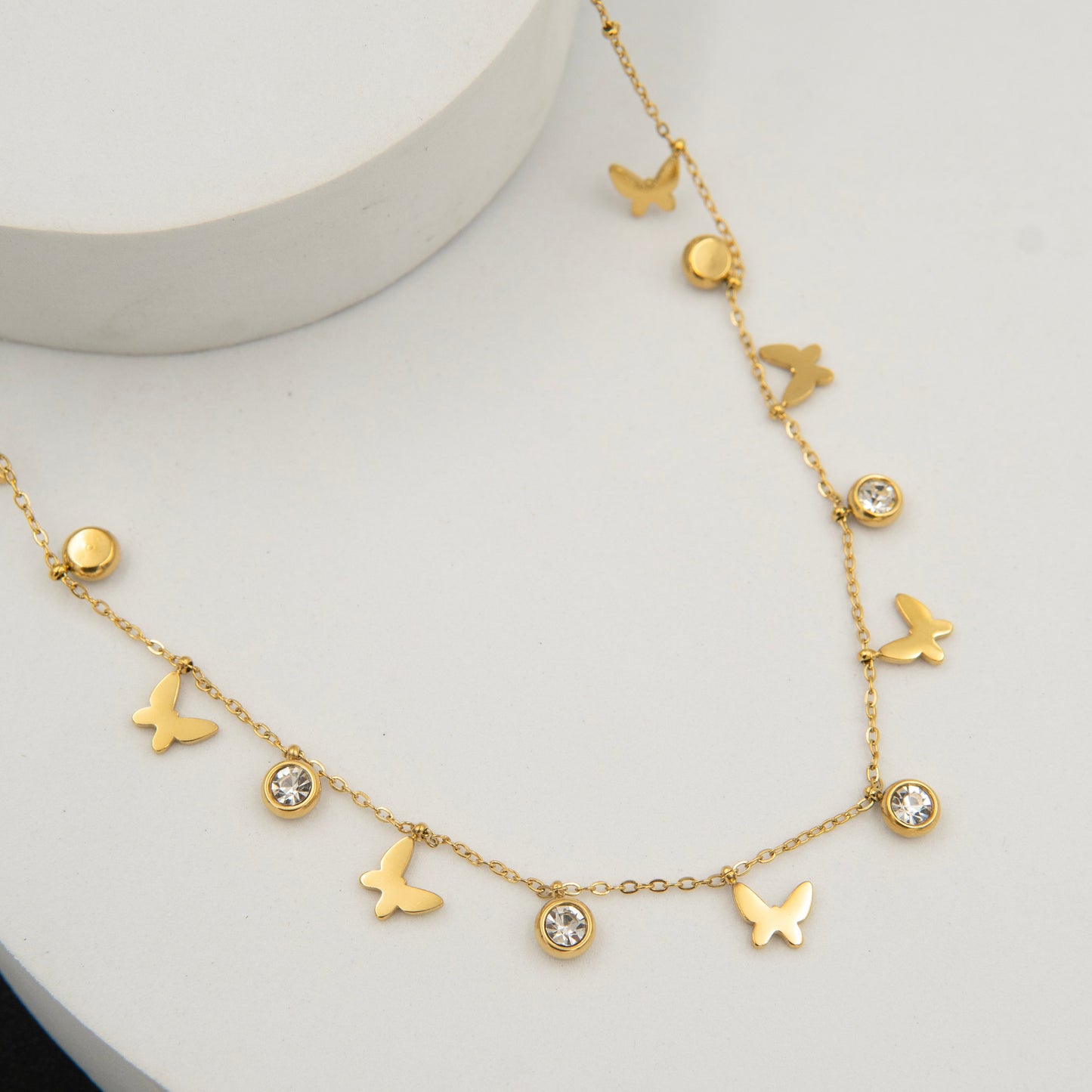 Butterfly Diamond Necklace - Stainless Steel