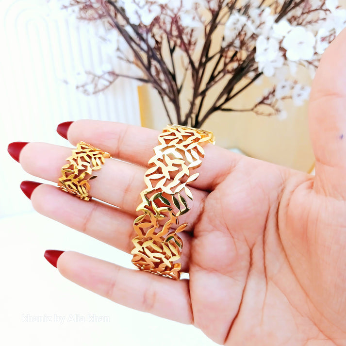 Leafy Luxe Pattern (Bracelet + Ring)