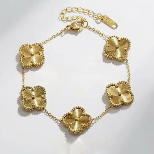 4 Leaf Golden Clover Bracelet - Stainless Steel