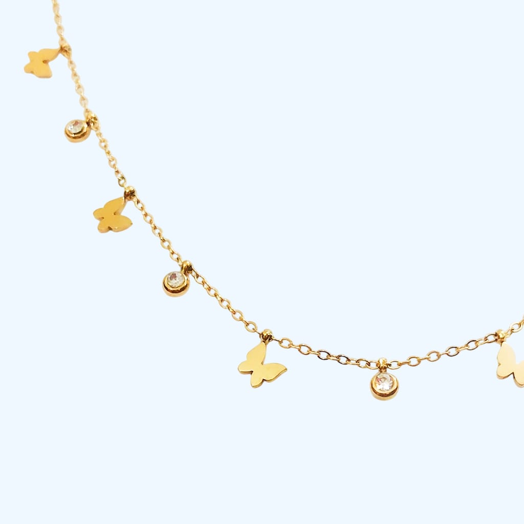 Butterfly Diamond Necklace - Stainless Steel